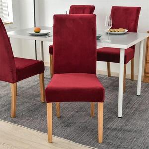 Set 6 huse pentru scaune, elastice si catifelate, culoare Rosu-Bordo