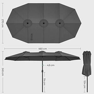 Umbrela pentru terasa, Songmics, Gri, 460x270x245 cm