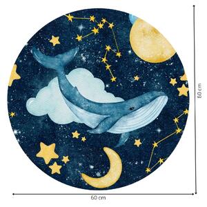 PIPPER. Autocolant circular de perete „Balena pe cerul înstelat” mărimea: 60cm
