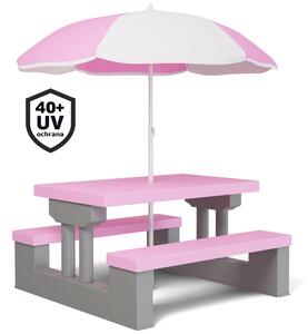 Set de mobilier pentru copii cu umbrelă, roz