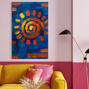 Tablou Canvas Premium LuxCanva® A1265, Abstract Sun , Soare, Albastru, Pictura, Dormitor, Culori Vibrante