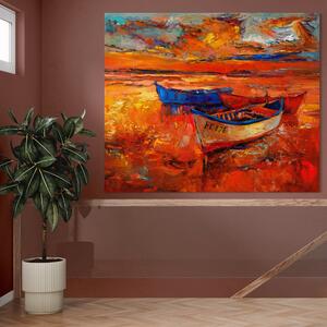 Tablou Canvas Premium LuxCanva® A1252, Barci Parasite , Decorativ, Living, Cer, Barca, Apa, Mare, Portoclaiu, Dormitor, Culori Vibrante