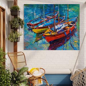 Tablou Canvas Premium LuxCanva® A1245, 3 Barci , Decorativ, Living, Mare, Barca, Port, Dormitor, Culori Vibrante
