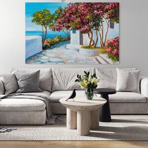 Tablou Canvas Premium LuxCanva® A1237, Copacul Cu Flori , Decorativ, Living, Arbore, Mare, Alee, Casa, Flori, Dormitor, Culori Vibrante