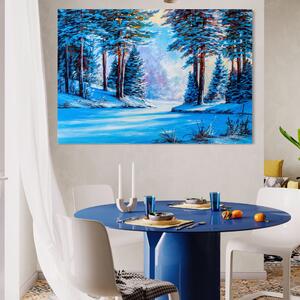 Tablou Canvas Premium LuxCanva® A1236, Peisaj De Iarna , Decorativ, Living, Padure, Zapada, Natura, Fulgi De Nea, Dormitor, Culori Vibrante