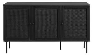 Comodă neagră joasă cu aspect de lemn de stejar 140x80 cm Pensacola – Unique Furniture