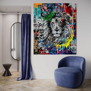 Tablou Canvas Premium LuxCanva® A1224, The King Lion , Decorativ, Dormitor, Leu, Regele Junglei, Colorat, Salvador Dalí, Living, Culori Vibrante