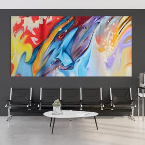 Tablou Canvas Premium LuxCanva® A1223, Multicolor , Decorativ, Dormitor, Colorat, Abstract, Albastru, Living, Culori Vibrante