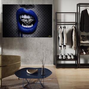 Tablou Canvas Premium LuxCanva® A1220, Blue Lips , Decorativ, Living, Diamant, Buze, Albastru, Luxury Brands, Dressing, Culori Vibrante