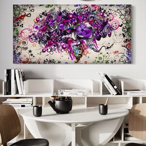 Tablou Canvas Premium LuxCanva® A1213, Art Flowers , Decorativ, Living, Colorat, Flori, Inimi, Mov, Dormitor, Culori Vibrante