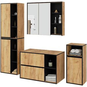Set mobilier baie Vambos luxe (stejar artizanal + negru). Promo -12%. 1152131
