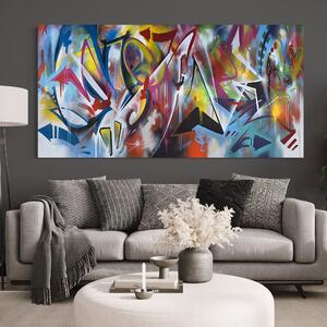 Tablou Canvas Premium LuxCanva® A1210, Graffiti Blue , Decorativ, Living, Arta Stradala, Colorat, Hol, Culori Vibrante