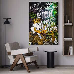 Tablou Canvas Premium LuxCanva® A1199, Money Is Life , Scrooge McDuck, Birou, Motivational, Money, Living, Culori Vibrante