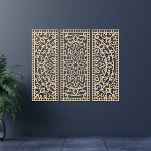 Mandala florală din lemn – decorațiune de perete boho din 3 piese | TRIPTYCH