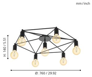 Eglo 97904 - Lustră aplicată STAITI 7xE27/60W/230V negru