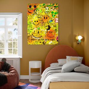 Tablou Canvas Premium LuxCanva® A1198, Happy Smile , Galben, Dormitor, Fata Zambitoare, Dolar, Living, Culori Vibrante