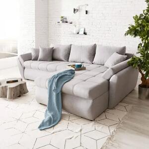 Colțar extensibil dumonde cu ladă de depozitare si sezut confortabil din spuma high-density, Loana Enjoy Grey II 270x185 cm