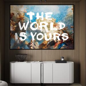 Tablou Canvas Premium LuxCanva® A1175, The World Is Yours , Motivational, Birou, Inger, Cer, Culori Vibrante