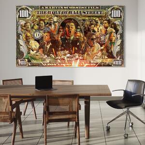 Tablou Canvas Premium LuxCanva® A1164, Wall Street , Decorativ, Film American, DiCaprio, The Wolf, Culori Vibrante