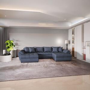 Colțar extensibil dumonde cu ladă de depozitare si sezut confortabil din spuma high-density, Loana U Enjoy Antracit 375x185 cm
