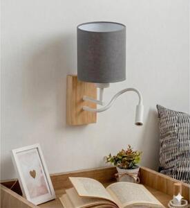 Brilagi - Aplica LED de perete NUBILA WOOD 1xE27/25W/230V + LED/3W stejar/alb/gri deschis