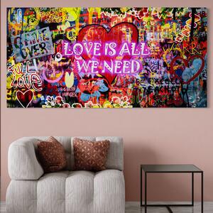 Tablou Canvas Premium LuxCanva® A1157, Love Is All , Iubire, Dragoste, Romantic, Culori Vibrante