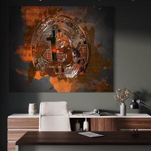Tablou Canvas Premium LuxCanva® A1153, Moneda Bitcoin ,Moneda Digitala, BTC, Cash, Motivational, Culori Vibrante