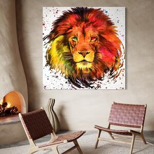 Tablou Canvas Premium LuxCanva® A1146, Colorful Lion , Animal, Regele Junglei, Safari, Colorat, Culori Vibrante