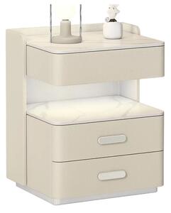 Noptieră inteligentă cu încărcare wireless, iluminare LED, sertar de depozitare și seif integrat – culoare alb