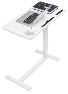 Masă reglabilă pentru laptop cu suport pentru cană și slot – design modern, robustă și multifuncțională-80x40x(66-94)cm-white