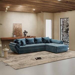 Colțar extensibil dumonde cu ladă de depozitare si sezut confortabil din spuma high-density, Loana XL Monolith Albastru II 335x185 cm