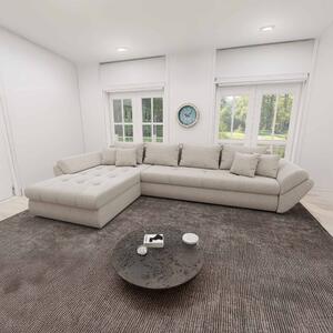 Colțar extensibil dumonde cu ladă de depozitare si sezut confortabil din spuma high-density, Loana XL Monte Bej 335x185 cm
