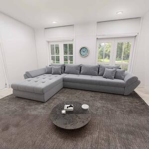 Colțar extensibil dumonde cu ladă de depozitare si sezut confortabil din spuma high-density, Loana XL Monte Gri 84 335x185 cm