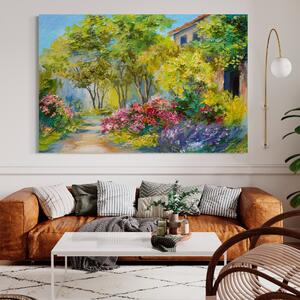 Tablou Canvas Premium LuxCanva® A1108, Vara In Padure , Peisaj, Natura, Flori, Copaci, Culori Vibrante