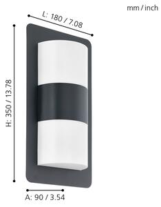 Aplică de exterior CISTIERNA 2xE27/10W/230V IP44 antracit Eglo 98086