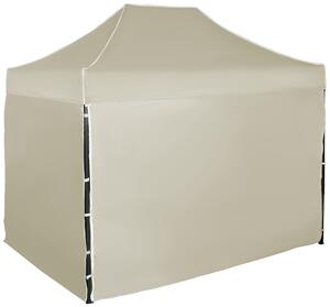 Pavilion de grădină 2x3m - din oțel, 4 pereţi laterali, Bej