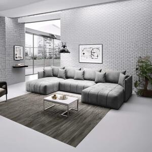 Colțar extensibil dumonde cu ladă de depozitare si sezut confortabil din spuma high-density, Malta U Enjoy Grey 360x185 cm