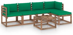 Set mobilier de grădină cu perne verzi, 6 piese