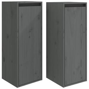 Dulapuri de perete, 2 buc., gri, 30x30x80 cm, lemn masiv de pin