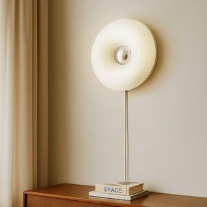 Lindby Lampă de masă/aplică perete LED Fjora, alb/crom, Ø 30 cm, dimabil., reglabil, Alb, Camera de zi / sufragerie, Sticlă, Design
