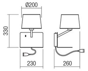 Redo 01-1807 - Aplică LED de perete TOMO 1xE27/42W/230V+LED/3W