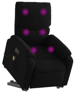 Fotoliu electric de masaj rabatabil cu ridicare, negru, textil