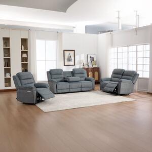 Set canapea dumonde 3+2+1, reclinere electrice, incarcare wireless, priza, masuta, suport pahare Sorren