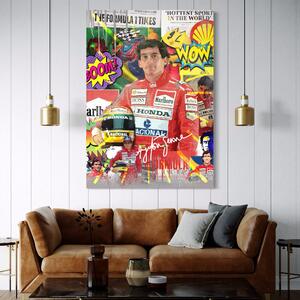 Tablou Canvas Premium LuxCanva® A1022, Ayrton Senna , Decorativ, Pilot Curse, Formula 1, Campion, Culori Vibrante