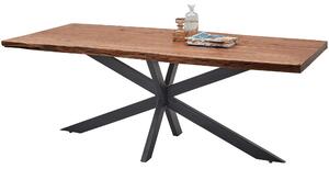 Masa dining Jaro, lemn masiv/metal, acacia/negru, 200x97x76,5 cm