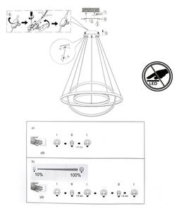 Lustră LED dimabilă suspendată pe cablu CIRCLE LED/15W/230V + LED/20W + LED/25W