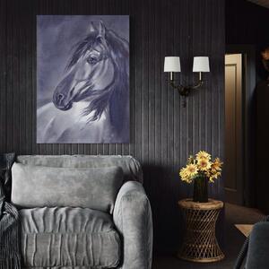 Tablou Canvas Premium LuxCanva® A1365, Calul Gri , Living, Animal, Portret, Mamifer, Dormitor, Culori Vibrante