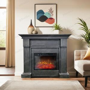 Semineu electric decorativ ElectricSun MONTENEGRO gri, cu incalzire, sunet, 3 culori, cu APP internet, L127xH107cm