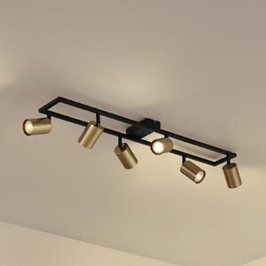 Lindby Spot de tavan Bravius, alamă, 6 becuri, fier, reglabil, Auriu / Alamă, Hol, Metal, Modern