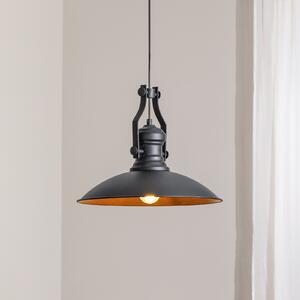 ROYALTECH Lampă suspendată Fimda, negru, Ø 41 cm, metal, E27, reglabil, Negru, Camera de zi / sufragerie, Metal